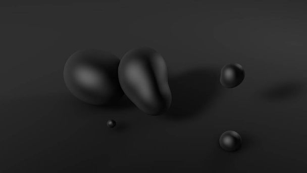 Black background with balls. 3d illustration, 3d rendering. - Foto, Bild