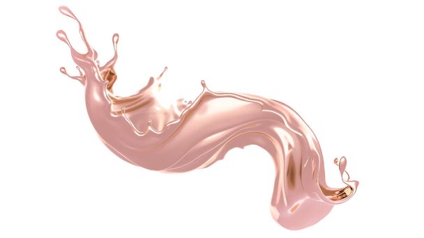 A splash of thick, golden liquid. 3d illustration, 3d rendering. - Photo, image