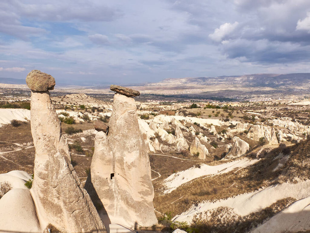 Fairy chimneys rocks at the valley near Urgup, Cappadocia, Turkey - Foto, immagini