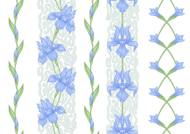 Seamless pattern, background with Iris - Vector, Image