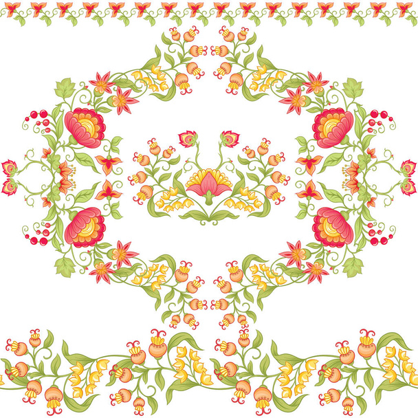 Tradition mughal motif, fantasy flowers - Διάνυσμα, εικόνα