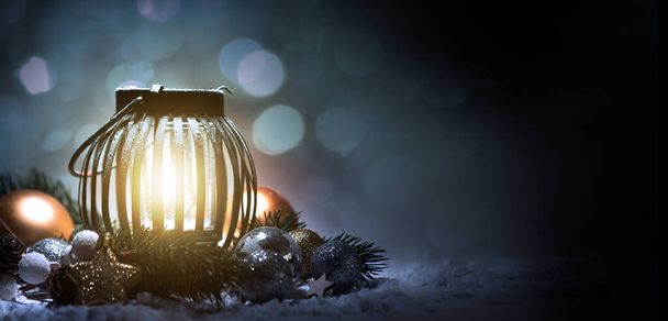 Christmas background with ornament and light atmosphere - Foto, Imagen