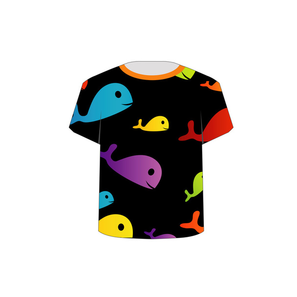 T Shirt Template - barevné ryby - Vektor, obrázek