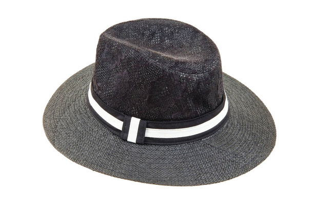 sombrero de paja negro con raya blanca
 - Foto, imagen