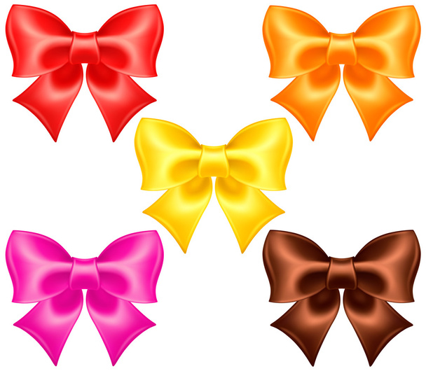 Silk bows in warm colors - Vector, Image