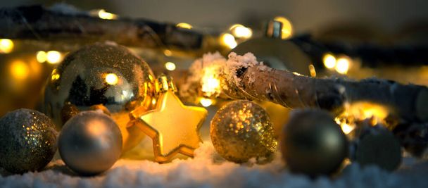 Christmas background with ornament and light atmosphere - Foto, Imagen