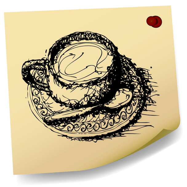 Desenho de esboço de café em vetor de papel pegajoso
 - Vetor, Imagem