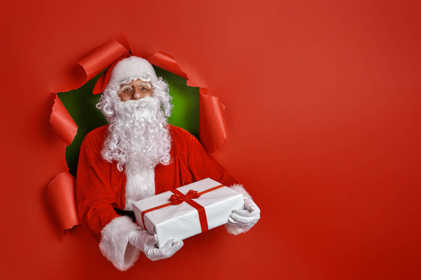 Santa Claus on color background. - Фото, зображення