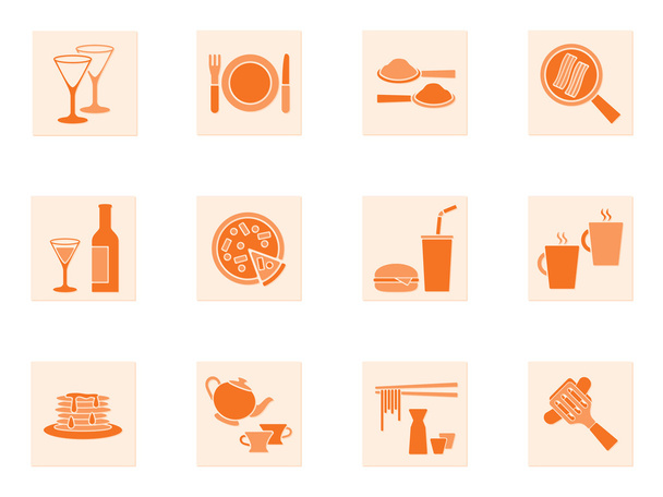 Collection of food and beverage icons - Vector, Image
