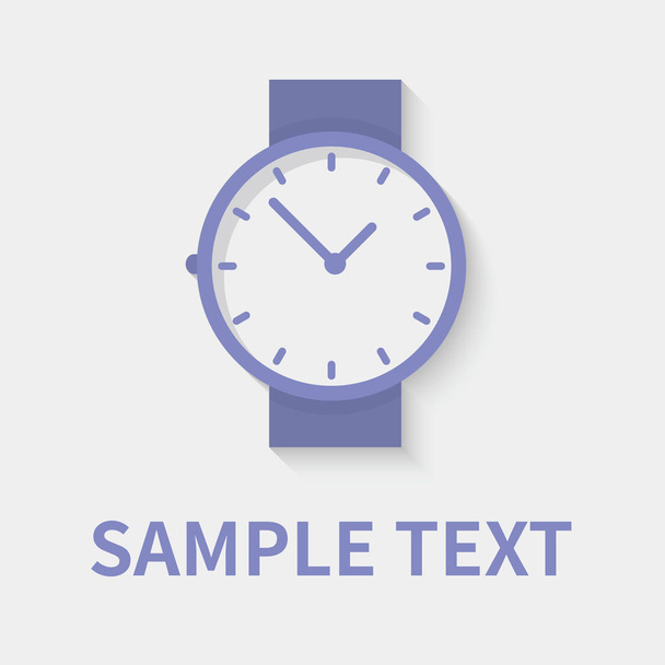 Watch icon in flat style - timer on gray background. Vector design element - Vector, imagen