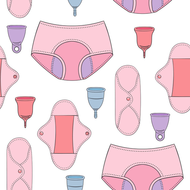 Modèle sans couture de menstruation zéro déchet. Période
 - Vecteur, image