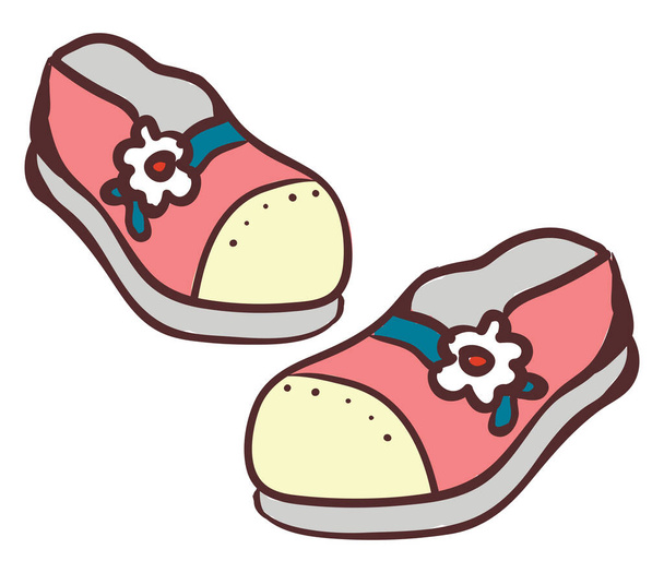 Baby cute shoes, illustration, vector on white background. - Wektor, obraz