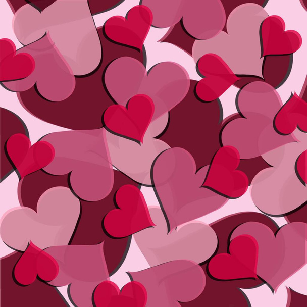 Texture of hearts in red and pink colors of different sizes. Valentine's day illustrations, romantic themes. Application in printed materials, wrapping paper and much more. - Photo, Image