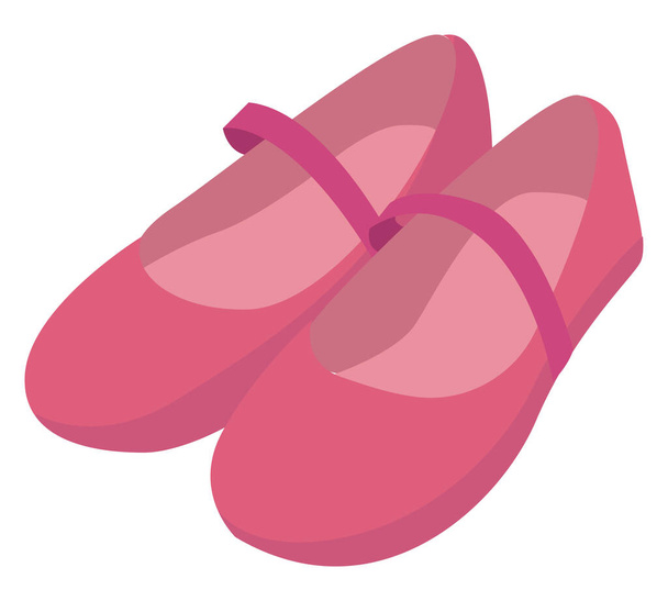 Pink shoes, illustration, vector on white background. - Вектор, зображення