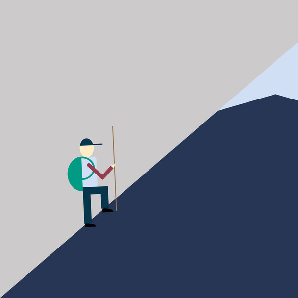 Man on mountain, illustration, vector on white background. - Vector, Image