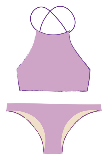 Purple swimsuit, illustration, vector on white background. - Wektor, obraz