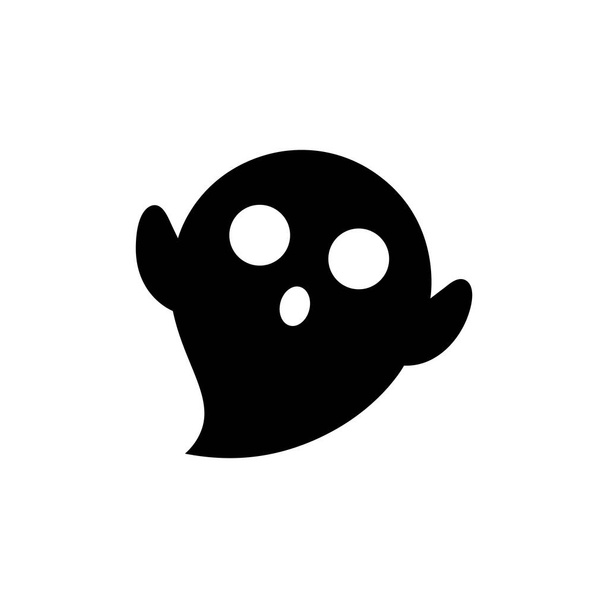 Хеллоуїн пухнастий привид силует іконка на білому тлі
 - Вектор, зображення