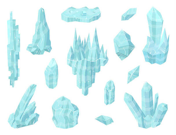 Cartoon Color Pieces of Ice Set. Vector - Διάνυσμα, εικόνα