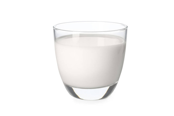 Glass of hemp milk on white background - Foto, Imagen