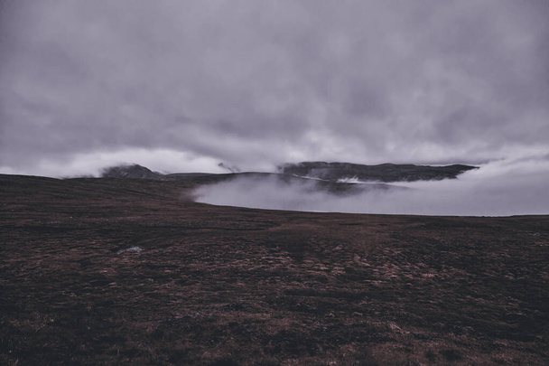 Thick fog on the ground, dark gloomy mood. - Photo, image