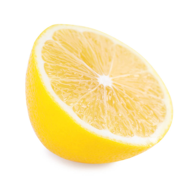 Tasty fresh cut lemon on white background - Fotoğraf, Görsel