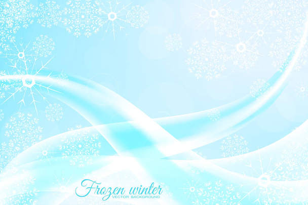 Vector abstracto fondo azul claro con olas, copos de nieve y nevadas
. - Vector, imagen