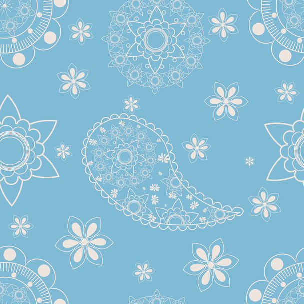 Seamless background floral pattern A variety of motifs in beige and blue tones for printing on paper and fabric. Vector illustration - Vector, Image