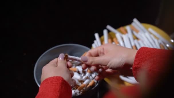 Chica rompe un cigarrillo con sus manos
 - Imágenes, Vídeo