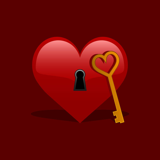 Heart and key. Lock koncept. Vector illustration. - Вектор,изображение