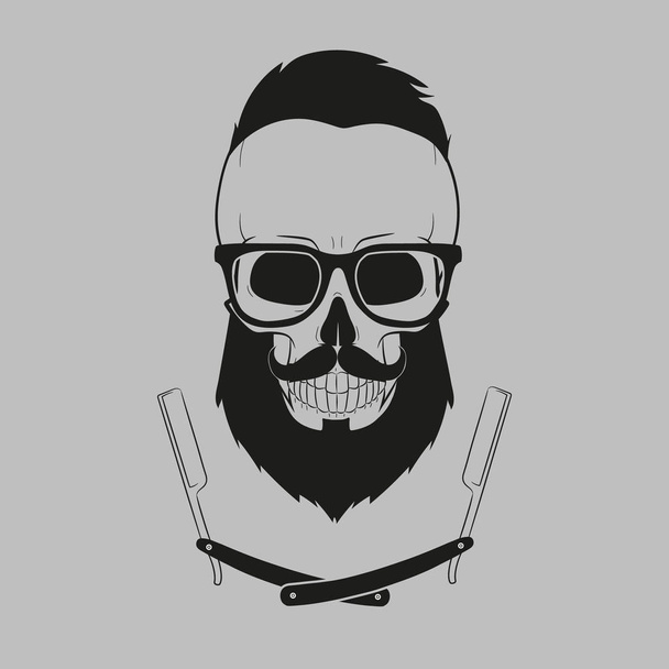 Хіпстерський череп з окулярами, вусами і бородою. Модний стиль. Векторні ілюстрації
 - Вектор, зображення