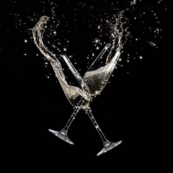 Glasses of champagne, celebration theme. - Фото, изображение