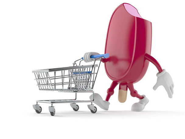 Ice cream character with shopping cart - Photo, Image