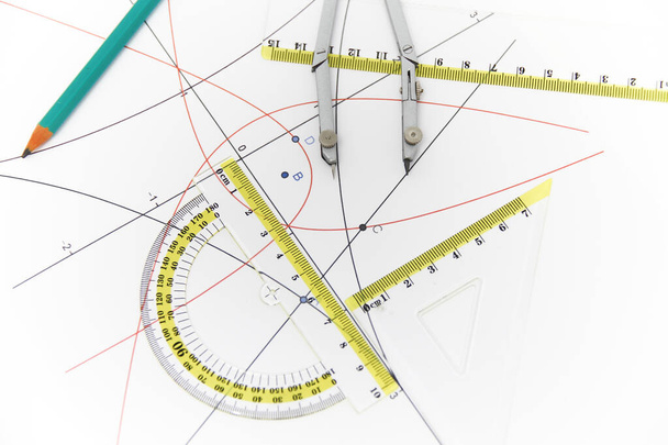 Drawing tools with compass - business concept - Photo, Image