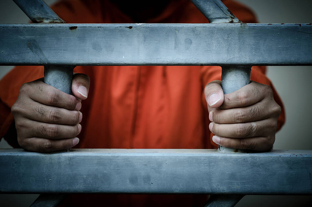 Close-up Of male  Hands  in prison - Foto, Imagen