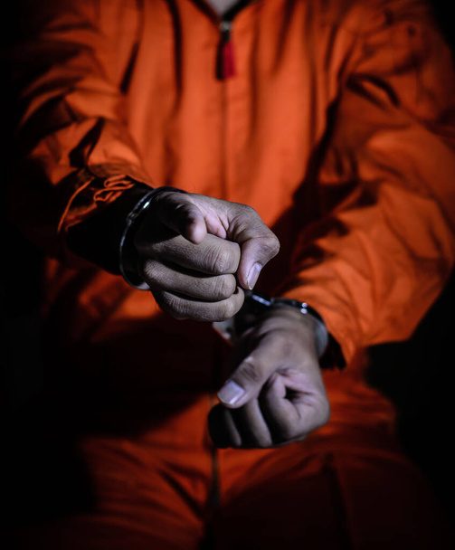 Close-up Of male  Hands  In handcuffs  - Foto, Imagen