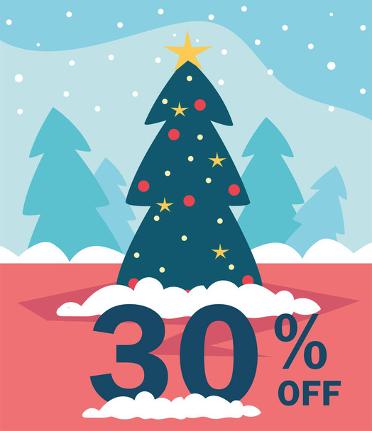 christmas promotions and discounts , winter sales - Vector, Image