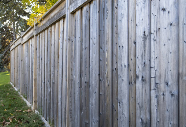 Una perspectiva de un exterior de una valla de madera
 - Foto, imagen