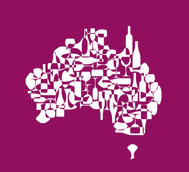 Borháttér - az országok borászainak stilizált térképei. Ausztrál - Vektor, kép