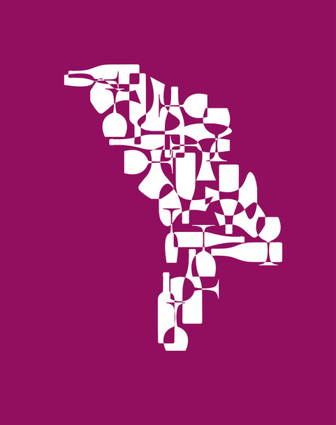 Tło wina - stylizowane mapy krajów winiarzy. Mołdawia - Wektor, obraz