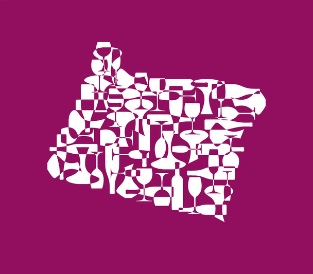 Fondo di vino - mappe stilizzate dei produttori di vino di stati. Oregon
. - Vettoriali, immagini