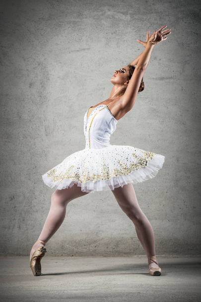 Balletttänzerin, Tänzerin, anmutige Dame, Ballerina auf Spitze in Pose. Ballett, Tanz, Theater, Konzert, Spitzenschuhe. - Foto, Bild