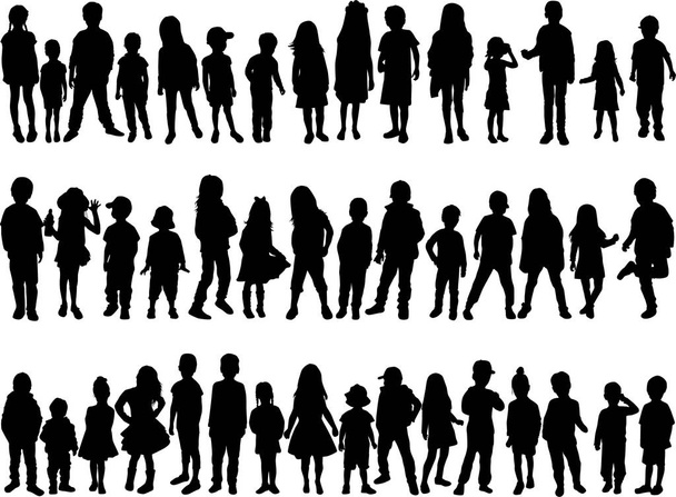 Vector silhouette of children on white background. - Vector, Image