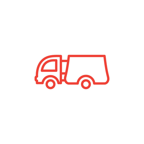 Μεγάλο φορτηγό γραμμή κόκκινο εικονίδιο σε λευκό φόντο. Κόκκινο επίπεδο στυλ εικονογράφηση διάνυσμα. - Διάνυσμα, εικόνα