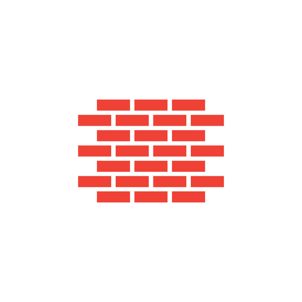 Brick Wall Czerwona ikona na białym tle. Czerwony styl płaski wektor ilustracji. - Wektor, obraz