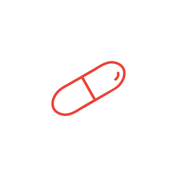 Kapsellinie rotes Symbol auf weißem Hintergrund. rote flache Vektor-Illustration. - Vektor, Bild
