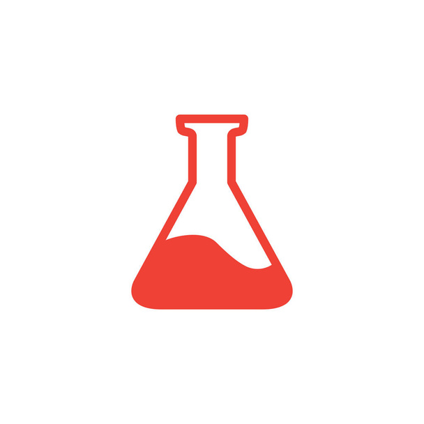 Reagenzglas rotes Symbol auf weißem Hintergrund. rote flache Vektor-Illustration - Vektor, Bild