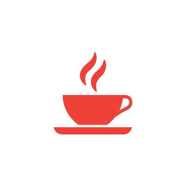 Kávový pohár červená ikona na bílém pozadí. Vektorová ilustrace červeného plochého stylu. - Vektor, obrázek