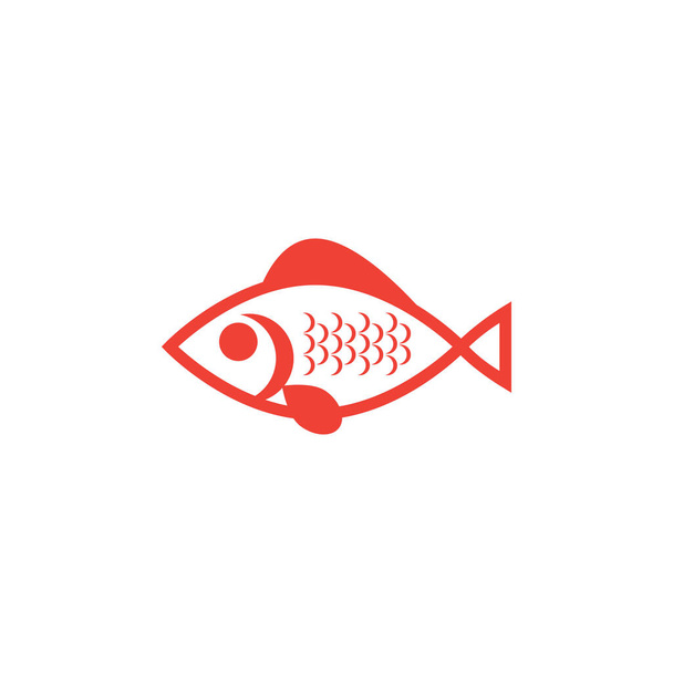 白の背景に魚の赤いアイコン。レッドフラットスタイルベクトルイラスト. - ベクター画像