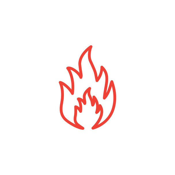 Tűz vonal piros ikon fehér háttér. Piros lapos vektor illusztráció. - Vektor, kép