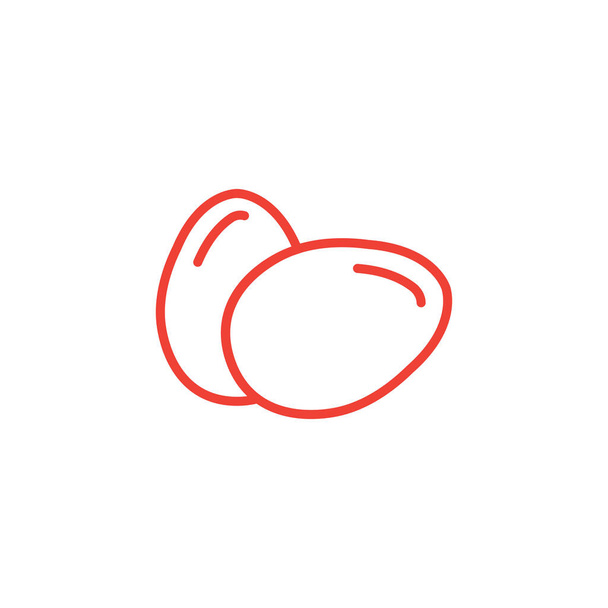 Beyaz Arkaplanda Yumurta Hattı Kırmızı Simgesi. Kırmızı Düz Biçim Vektör İllüstrasyonu - Vektör, Görsel